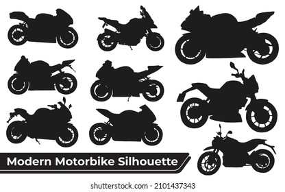 Collection of Modern Motorbike Silhouettes vector