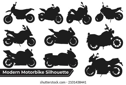 Collection of Modern Motorbike Silhouettes vector