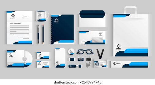 collection of modern office stationery banner for company branding vector