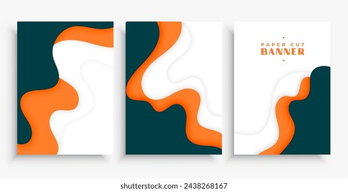 collection of modern paper cut layered pattern wallpaper design vector