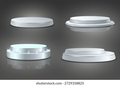 Collection of modern podiums with reflection.