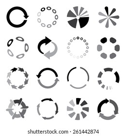 collection of modern preloaders, loading sign vector