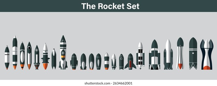 Collection of modern rocket space launch vehicles