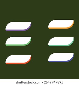 Uma coleção de modernos botões de aba de canto arredondado com destaques coloridos de borda. Projetados em estilo de vetor plano, esses elementos mínimos de UI são perfeitos para interfaces da Web, aplicativos móveis, infográficos e d