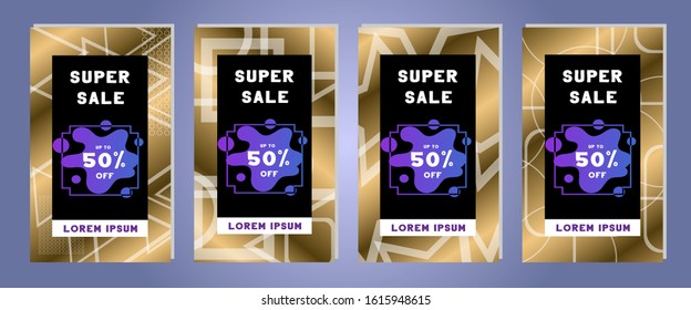 Collection of modern sale banner template. Vector illustration. Promotion flyer for social media