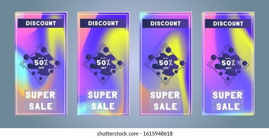Collection of modern sale banner template. Vector illustration. Promotion flyer for social media