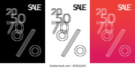 Collection of modern sale posters, line design