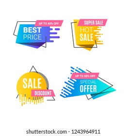 Collection of modern sale special offer end of season special offer vector illustration.