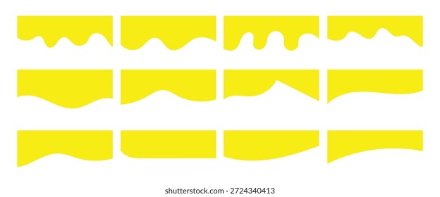 
Colección de cabezal azul separador moderno para Sitio web y App. Líneas de curva, colección de onda de elemento de diseño abstracto para Sitio web y App. Ilustración vectorial de color amarillo aislado sobre fondo blanco.