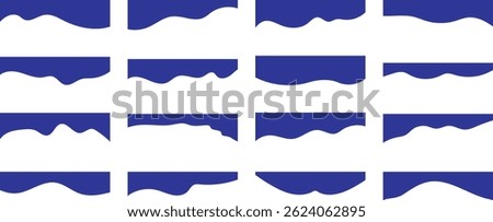 Collection of Modern separator blue header for website and app. Dividers shape templates. Curve lines, wave collection of abstract design element for top and bottom page web site. Vector illustration