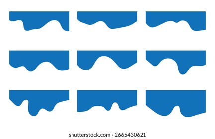 Coleção de cabeçalho separador moderno para site e aplicativo. Conjunto de formas divisórias. Coleção de ondas de linha curva do elemento de design abstrato para o site da página superior e inferior. Ilustração vetorial em eps 10.