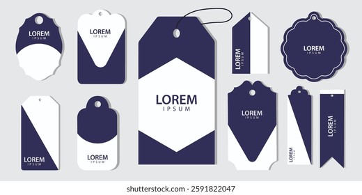 collection of modern and simple price tags design mockups, price tags with various shapes and colors with elegant creative models for fashion business