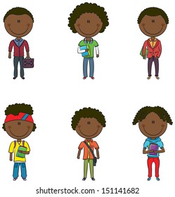  Collection of modern and smart Afro-American students