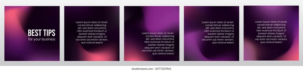 Collection of modern square banner template design. Gradient banner with abstract elements for social media post, and website.
