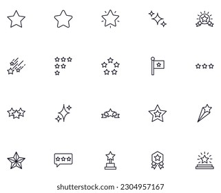 Collection of modern star outline icons. Set of modern illustrations for mobile apps, web sites, flyers, banners etc isolated on white background. Premium quality signs.  