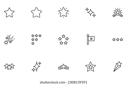 Collection of modern star outline icons. Set of modern illustrations for mobile apps, web sites, flyers, banners etc isolated on white background. Premium quality signs.  