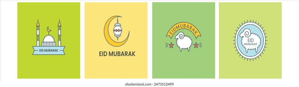 Collection of modern style Eid Mubarak greeting cards 