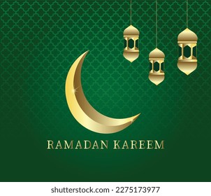Collection of modern style Ramadan Mubarak greeting cards with moon, mosque dome and lanterns