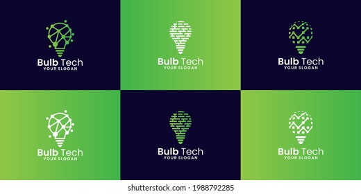 collection of modern technology bulb logo