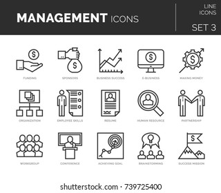 Collection of modern thin line icons set of management elements. Simple mono linear pictogram pack. Vector symbols for web.