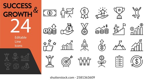 Collection of Modern Thin Line Style Icons Set Of Business Related Icons Set On Isolated White Background