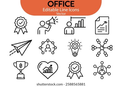 Collection of Modern Thin Line Style Icons Set Of Business Related Icons Set On Isolated White Background