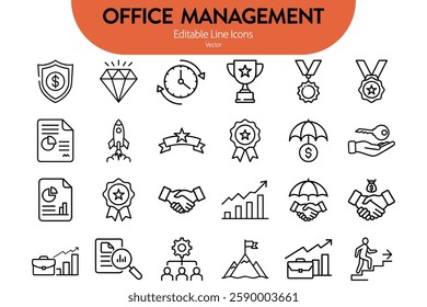 Collection of Modern Thin Line Style Icons Set Of Business Related Icons Set On Isolated White Background