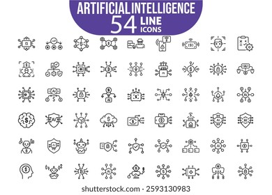 Collection of Modern Thin Line Style Icons Set Of Business Related Icons Set On Isolated White Background