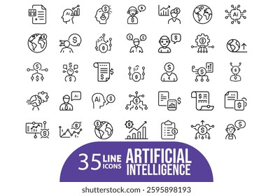 Collection of Modern Thin Line Style Icons Set Of Business Related Icons Set On Isolated White Background