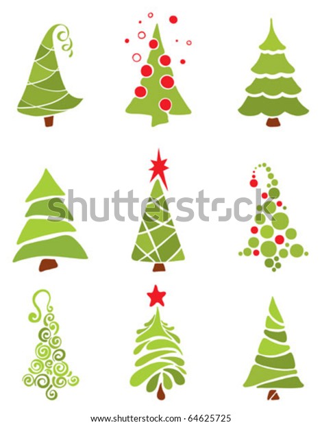 Collection Modern Trees Stock Vector (Royalty Free) 64625725