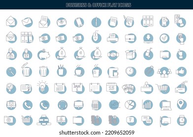 collection of modern vector icons and pictograms illustrating finance, work, IT and office life
