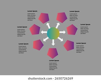 A collection of modern vector infographics featuring a variety of layouts to visualize data and ideas effectively. Includes a vertical step infographic with layered blocks and arrow indicators—i002