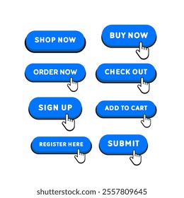  A collection of modern and vibrant icons for Shop Now,Buy Now,Order Now,Check Out,Sign Up,Add to Cart,Register Here and Submit.Perfect for e-commerce, website