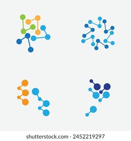 colección de logotipos de elementos moleculares o compuestos adecuados para marcas de talleres químicos, compuestos nucleares, etc. aislados sobre fondo gris