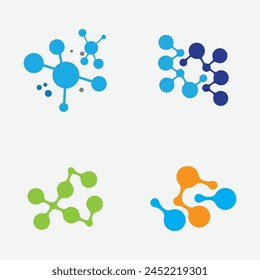 colección de logotipos de elementos moleculares o compuestos adecuados para marcas de talleres químicos, compuestos nucleares, etc. aislados sobre fondo gris