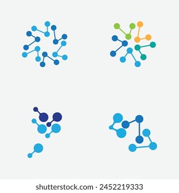 colección de logotipos de elementos moleculares o compuestos adecuados para marcas de talleres químicos, compuestos nucleares, etc. aislados sobre fondo gris