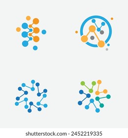 collection of molecular or compound element logos suitable for chemical shop brands, nuclear compounds, etc. isolated on a gray background