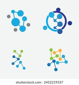 collection of molecular or compound element logos suitable for chemical shop brands, nuclear compounds, etc. isolated on a gray background