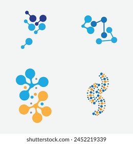 collection of molecular or compound element logos suitable for chemical shop brands, nuclear compounds, etc. isolated on a gray background