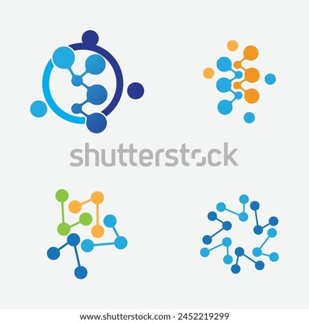 collection of molecular or compound element logos suitable for chemical shop brands, nuclear compounds, etc. isolated on a gray background