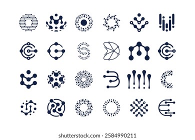Collection Of Molecule Logo Design. Abstract Dot Connection Logo.
