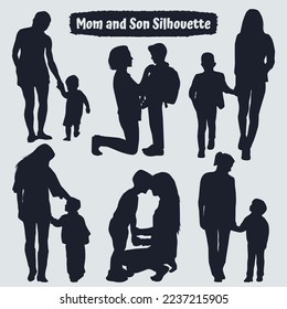 Collection of mom and Son silhouettes in different poses