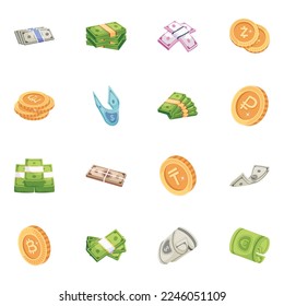 Collection of Money 2D Icons 

