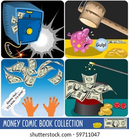 A collection of money comic book illustrations