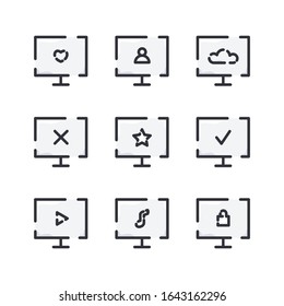 Collection of Monitor Icons in Flat Style