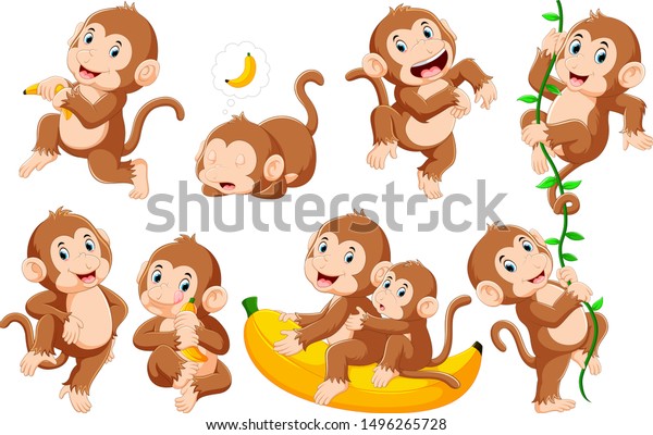 Collection of monkey in\
different poses	