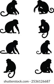 Collection of monkey silhouette designs