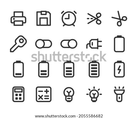 Collection of monochromatic pixel perfect icons: User interface. Set #4.  Built originally on base grid of 32 x 32  pixels. Editable strokes