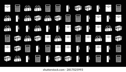 Collection of monochrome icons featuring various electronic devices including smartphones tablets and computers designed for tech and digital media use