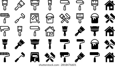 Collection of monochrome painter and decorator symbols